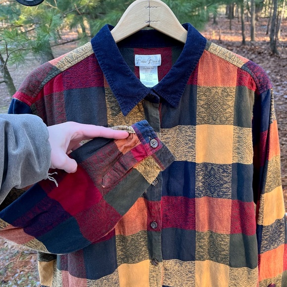 Y2K Bobbie Brooks Cotton Button-Up Shirt Colorful Check Women’s Size 22W/24W - Picture 14 of 16